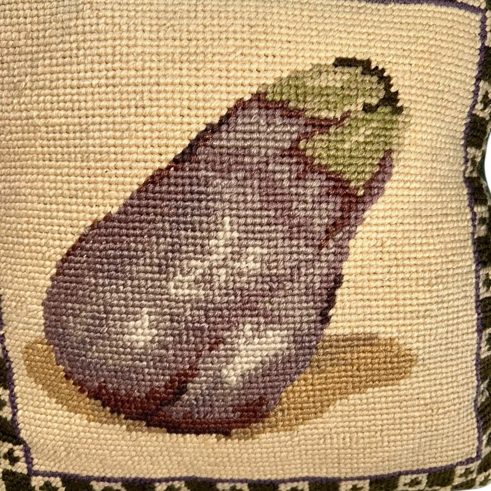 Vintage Needlepoint Pillow antique needlepoint